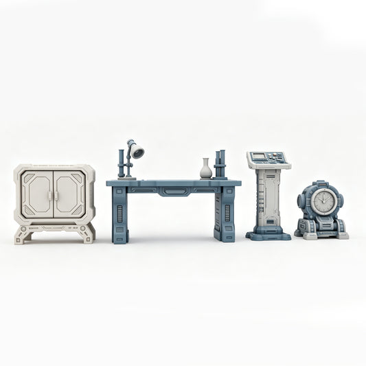 MRY-SFW LYTS688 3D Printed Sci-Fi Laboratory Scene Set, Unpainted White Model, Cyberpunk Space RPG Miniature Accessories