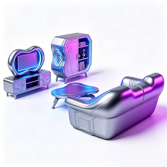 MRY-SFW LYTS573 3D Printed Unpainted Cyberpunk Living Room Set, Miniature Diorama Accessories