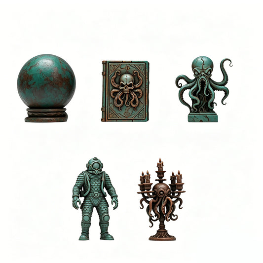 MRY-SFW LYTS686 3D Printed Deep Sea Cosmic Horror Scene Set, Unpainted White Model, Fantasy Miniature Diorama Accessories