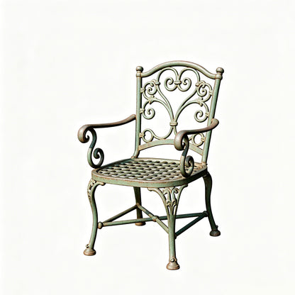 MRY-SFW LYTS590 3D Printed Unpainted White Resin Miniature Wrought Iron Garden Armchair for Dollhouse Diorama
