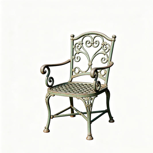 MRY-SFW LYTS590 3D Printed Unpainted White Resin Miniature Wrought Iron Garden Armchair for Dollhouse Diorama