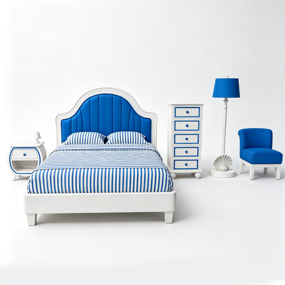 MRY-SFW LYTS550 3D Printed Mediterranean Style Bedroom Furniture Set, Unpainted White Resin, Miniature Dollhouse Diorama Accessories