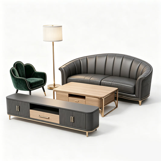 MRY-SFW LYTS567 3D Printed Unpainted Luxe Living Room Set, Miniature Diorama Accessories