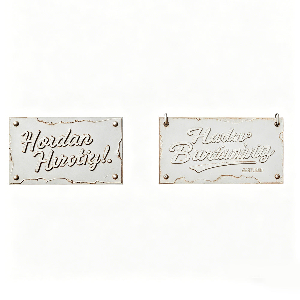 MRY-SFW LYTS603 3D Printed Unpainted White Resin, Aged Metal Countryside Quote Sign, Miniature Farmhouse Wall Decor