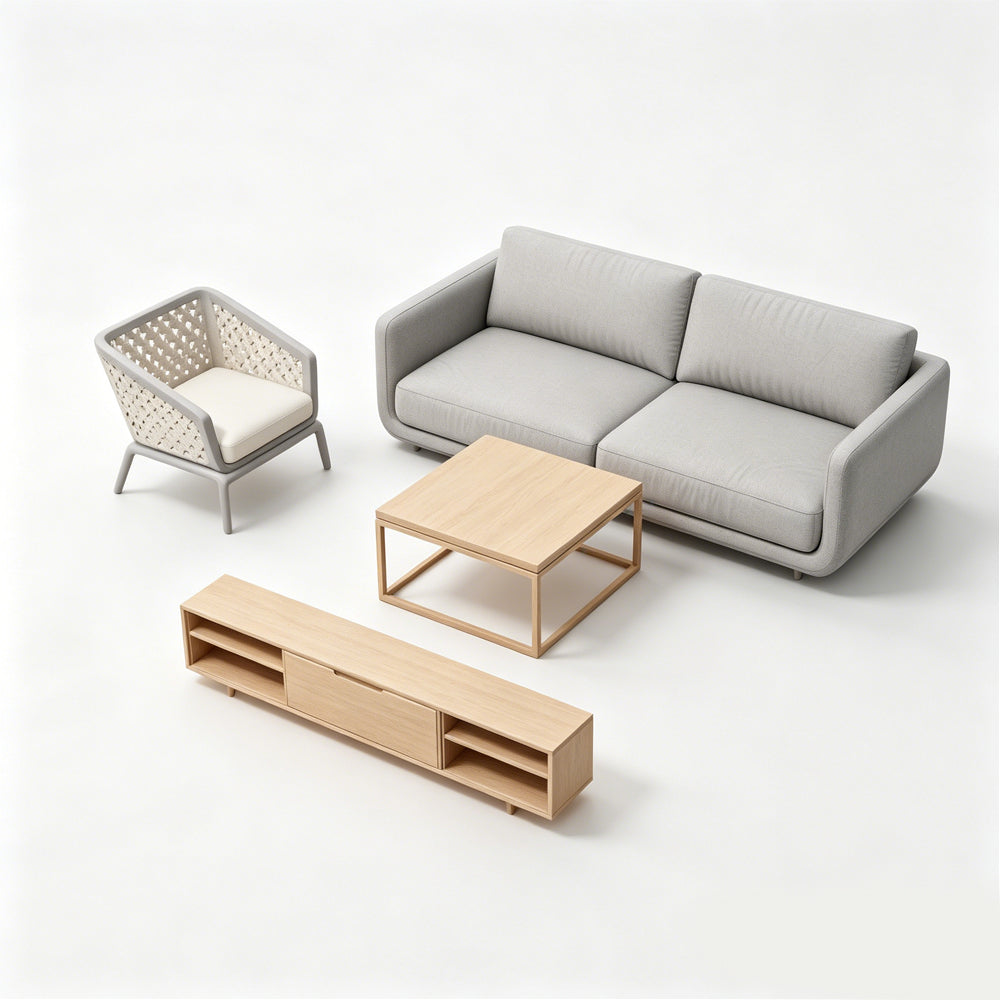 MRY-SFW LYTS561 3D Printed French Cream Style Living Room Furniture Set, Unpainted White Resin, Miniature Dollhouse Diorama Accessories