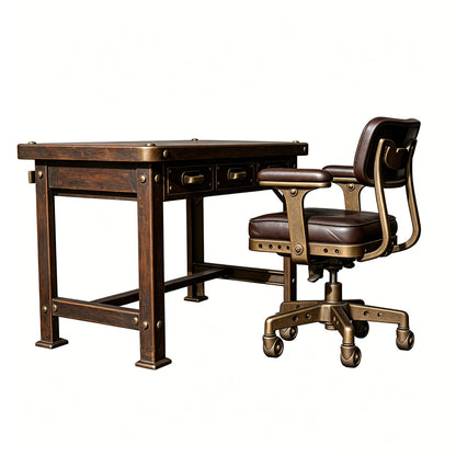 MRY-SFW LYTS636 3D Printed Retro American Work Desk & Chair Set, Unpainted White Model, Miniature Scene Ornaments