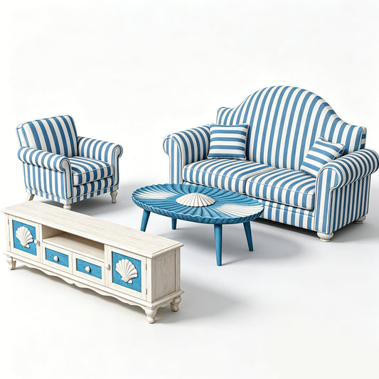 MRY-SFW LYTS565 3D Printed Unpainted Mediterranean Living Room Set, Miniature Diorama Accessories