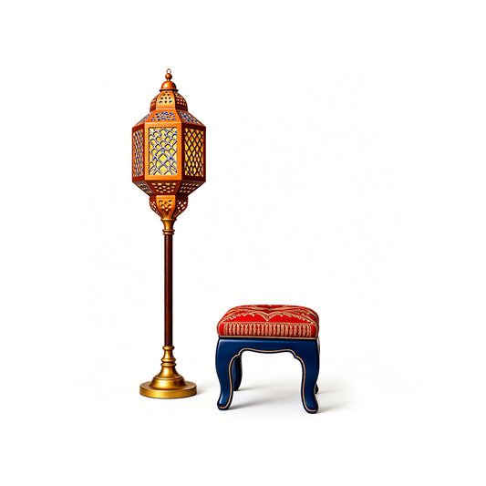 MRY-SFW LYTS558 3D Printed Moroccan Exotic Style Reading Nook Furniture Set, Unpainted White Resin, Miniature Dollhouse Diorama Accessories