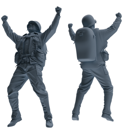 MRY-SFW SSTR073 Miniatures Soldier Model Kit Saving Ryan in Normandy WWII U.S. Army Four-Person Celebrating Group
