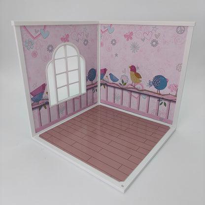 LYTP122002 1/12 Universal Wall & Floor Combination 3D Printing DIY Miniature Scene Dollhouse Creative Pendant Desktop Scene OB Baby 12-Inch Baby House Assembly Versatile Wall BJD Spring Guest Room Or Sweet Guest Room