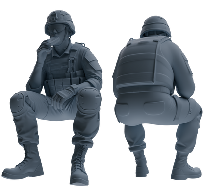 MRY-SFW SSTR028 Miniatures Soldier Model Kit 1993 Mogadishu Black Hawk Helicopter Soldier Eating Six-Person Group