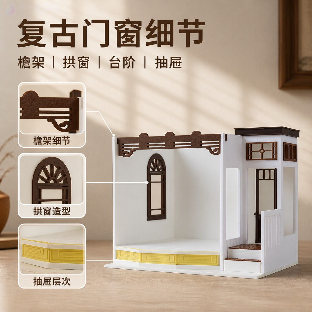 RHF0395 European Street Shop Miniature Frame, Single-Side Di – LCD 3D printed resin model kit, image 3