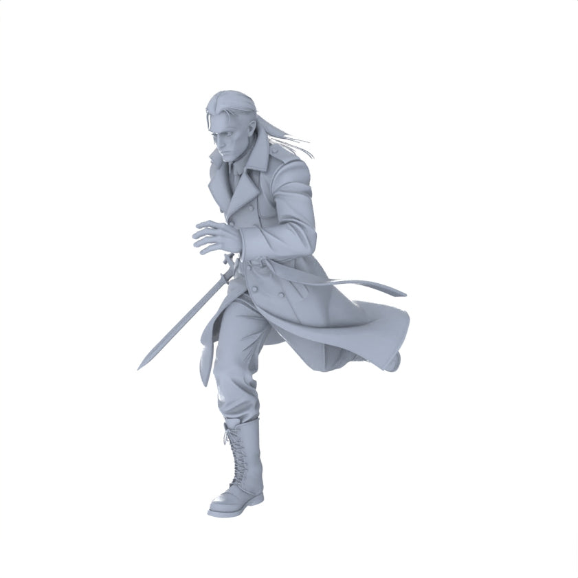 MRY-SFW LYGR095 Medieval magic character running pose war flag resin white model miniature soldier scene character figure hand painted