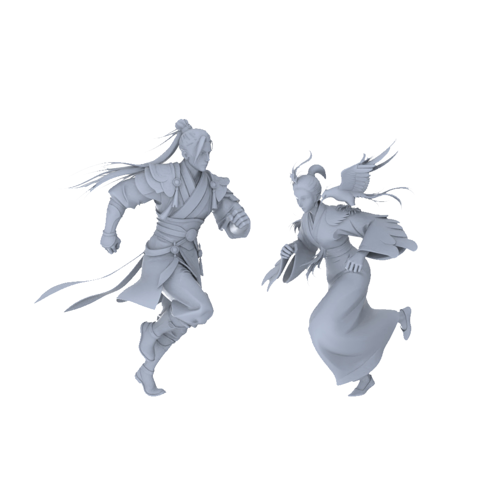 MRY-SFW LYGR088 Chinese style character running pose resin white model miniature soldier scene character figure hand painted