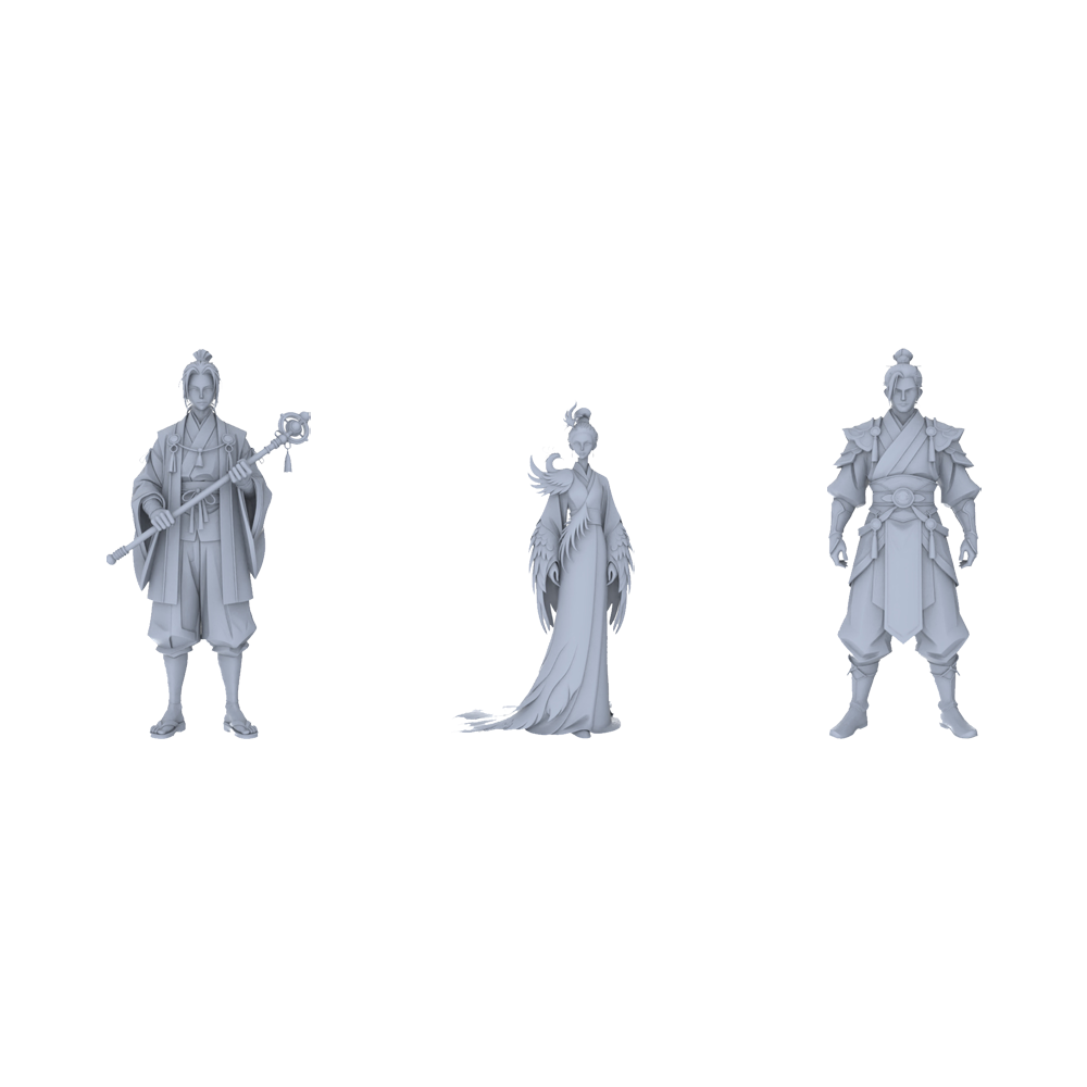 MRY-SFW LYGR090 Chinese style character standing pose resin white model miniature soldier scene character figure hand painted