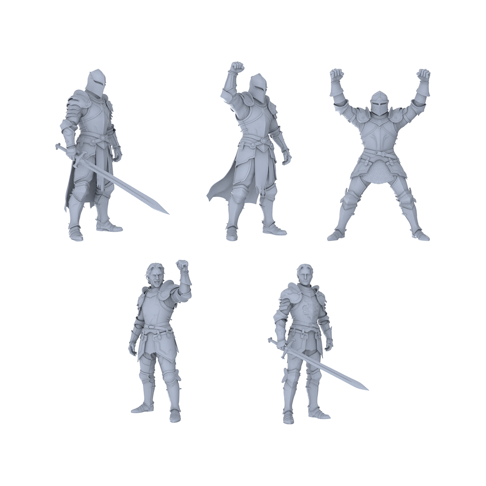 MRY-SFW LYGR092 Medieval knight celebration pose resin white model miniature soldier scene character figure hand painted