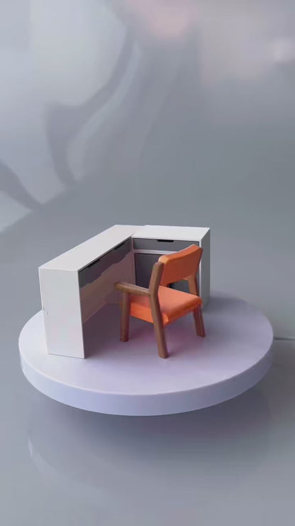 RHF12210  Modern Style Dollhouse Furniture  Miniature Desk And Chair Set 3D Printed