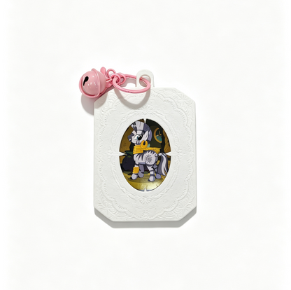 RHF0607 Lace embossed Gu Mei display frame, bar pendant, storage card holder, badge protection photo frame, heart-shaped hollowed-out Gu Mei props