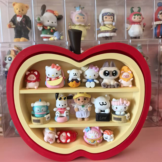 RHF0617 Apple-shaped wall-mounted figure display rack, wall-mounted blind box storage cabinet, cute trendy toy doll display shelf