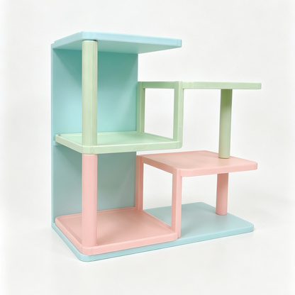 RHF0635 Macaron Multi-Tier Blind Box Display Stand, Desktop Staircase Figure Organizer, Pop Mart Doll Display Shelf