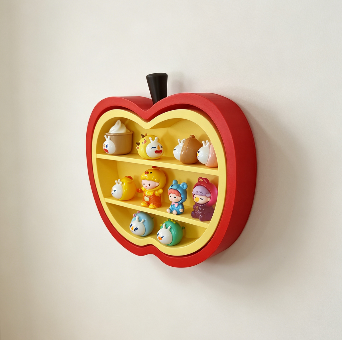 RHF0617 Apple-shaped wall-mounted figure display rack, wall-mounted blind box storage cabinet, cute trendy toy doll display shelf