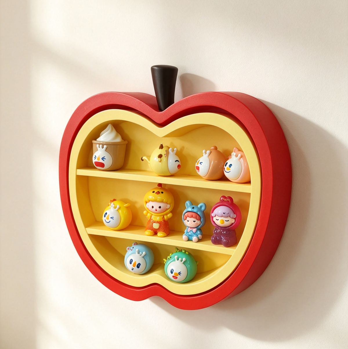 RHF0617 Apple-shaped wall-mounted figure display rack, wall-mounted blind box storage cabinet, cute trendy toy doll display shelf
