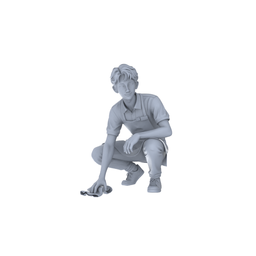Yao's Studio LYTR196  Unpainted Miniature 4-Piece Set - Vendor & Clerk Scene Models for Detailed Diorama Building Miniatures Diorama Resin Figures