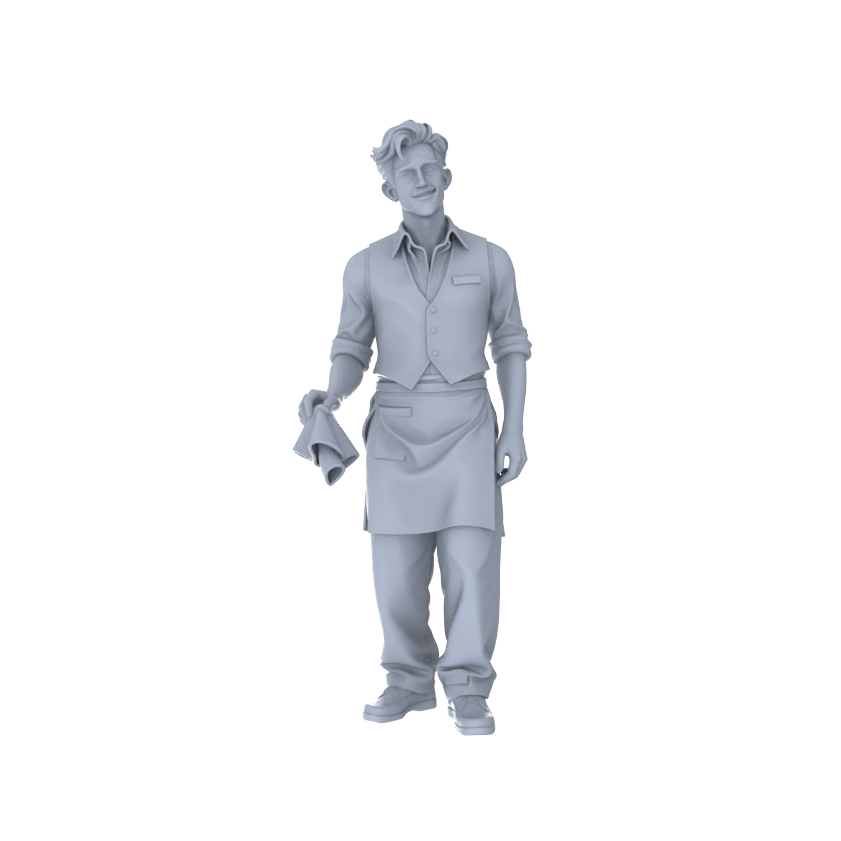 Yao's Studio LYTR197  Unpainted Miniature 6-Piece Set - Service Personnel Figures to Build Immersive Street Scenes Miniatures Diorama Resin Figures