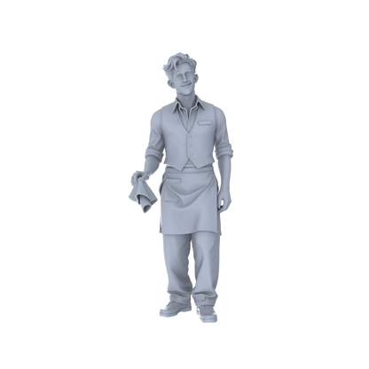 Yao's Studio LYTR197  Unpainted Miniature 6-Piece Set - Service Personnel Figures to Build Immersive Street Scenes Miniatures Diorama Resin Figures