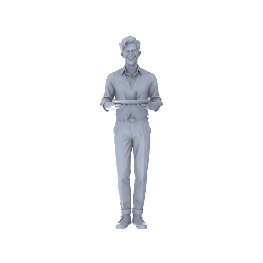 Yao's Studio LYTR197  Unpainted Miniature 6-Piece Set - Service Personnel Figures to Build Immersive Street Scenes Miniatures Diorama Resin Figures