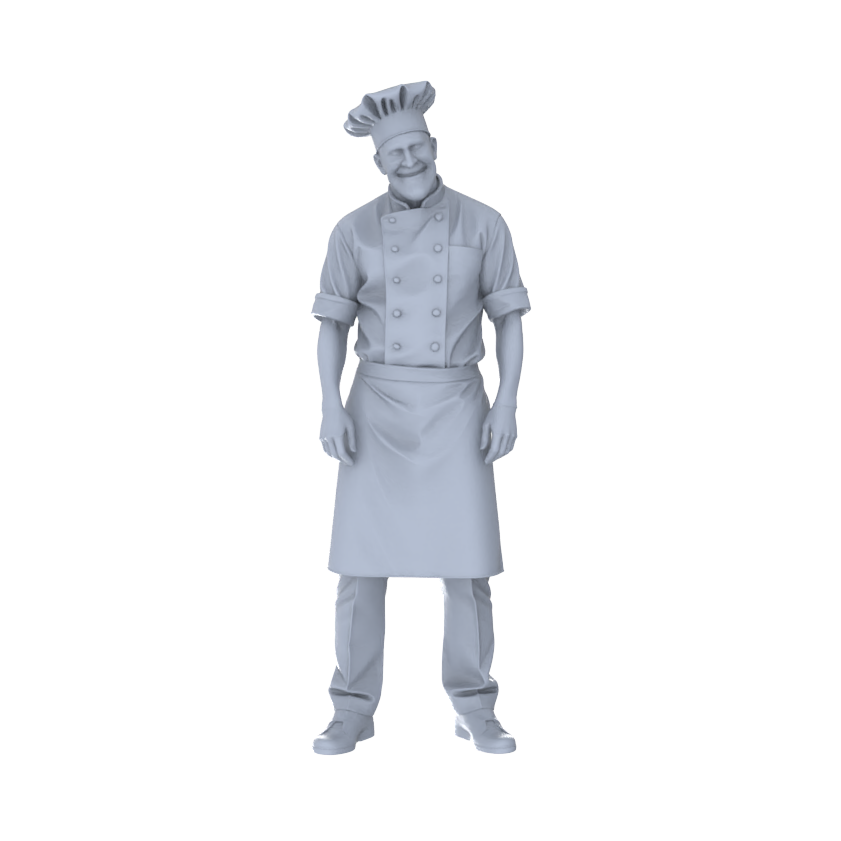 Yao's Studio LYTR198  Unpainted Miniature 4-Piece Set - Food Service Staff Models for Lifelike Diorama Projects Miniatures Diorama Resin Figures