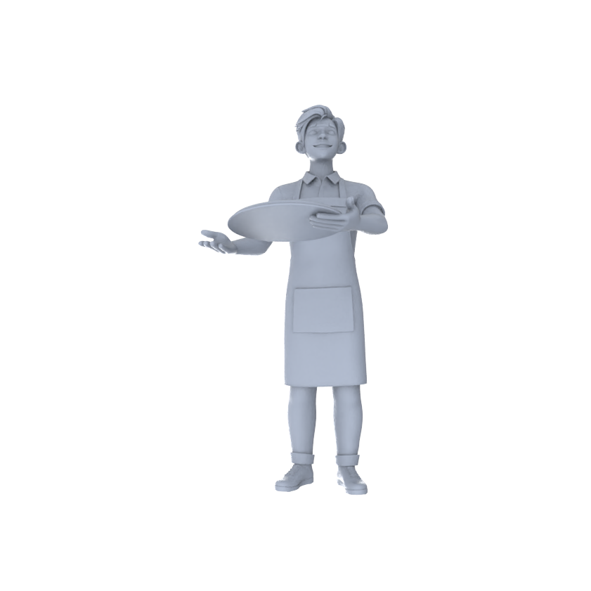 Yao's Studio LYTR199 Unpainted Miniature 3-Piece Set - Restaurant Waiter & Clerk Scene Models for Detailed Diorama Building Miniatures Diorama Resin Figures