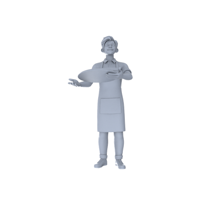 Yao's Studio LYTR199 Unpainted Miniature 3-Piece Set - Restaurant Waiter & Clerk Scene Models for Detailed Diorama Building Miniatures Diorama Resin Figures