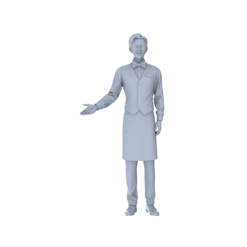 Yao's Studio LYTR199 Unpainted Miniature 3-Piece Set - Restaurant Waiter & Clerk Scene Models for Detailed Diorama Building Miniatures Diorama Resin Figures