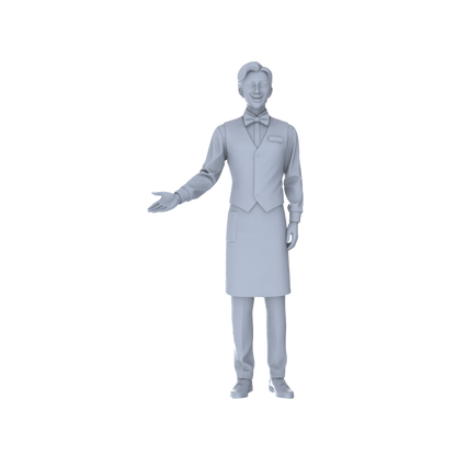 Yao's Studio LYTR199 Unpainted Miniature 3-Piece Set - Restaurant Waiter & Clerk Scene Models for Detailed Diorama Building Miniatures Diorama Resin Figures