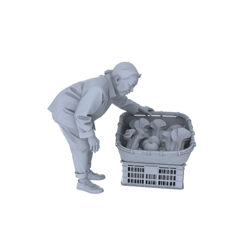 Yao's Studio LYTR184 Marketplace Elderly Figures Resin Miniature Model 3-Figure Set, Unpainted Street Life Figures, DIY Painting Scene Decoration Miniatures Diorama Resin Figures