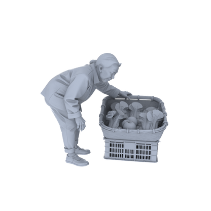 Yao's Studio LYTR184 Marketplace Elderly Figures Resin Miniature Model 3-Figure Set, Unpainted Street Life Figures, DIY Painting Scene Decoration Miniatures Diorama Resin Figures