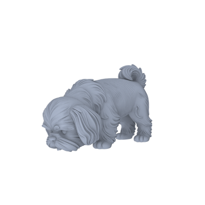 Yao's Studio LYTR190 Shih Tzu Resin Miniature Model 3-Figure Set, Unpainted Cute Pet Figures, DIY Painting Scene Decoration Miniatures Diorama Resin Figures