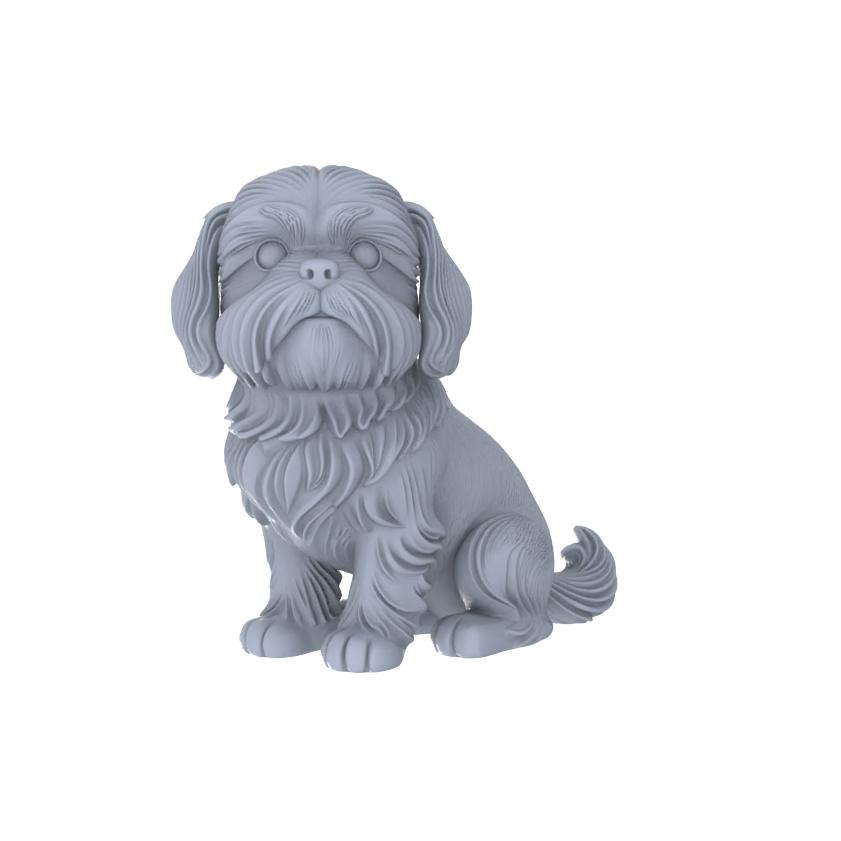 Yao's Studio LYTR190 Shih Tzu Resin Miniature Model 3-Figure Set, Unpainted Cute Pet Figures, DIY Painting Scene Decoration Miniatures Diorama Resin Figures