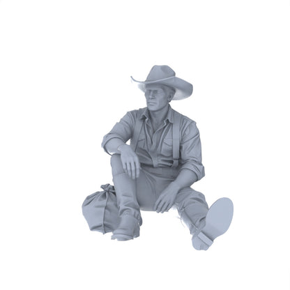 MRY-SFW LYGR127 Western Cowboy Casual Pose Game Theme Wargame Resin White Model Wargame Miniature Soldier Scene Character Hand Painted Hand Paint