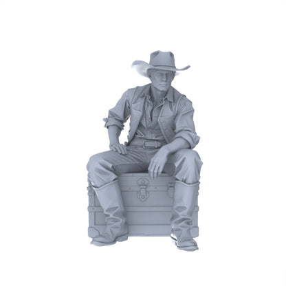 MRY-SFW LYGR127 Western Cowboy Casual Pose Game Theme Wargame Resin White Model Wargame Miniature Soldier Scene Character Hand Painted Hand Paint