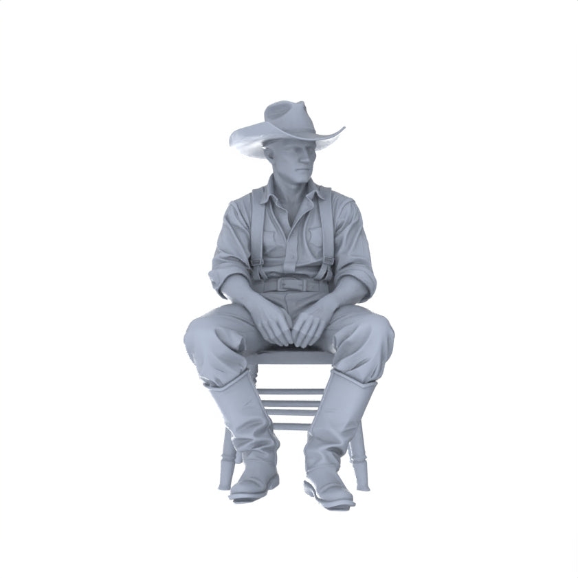 MRY-SFW LYGR127 Western Cowboy Casual Pose Game Theme Wargame Resin White Model Wargame Miniature Soldier Scene Character Hand Painted Hand Paint