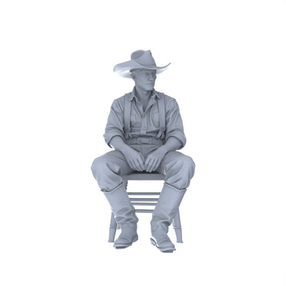 MRY-SFW LYGR127 Western Cowboy Casual Pose Game Theme Wargame Resin White Model Wargame Miniature Soldier Scene Character Hand Painted Hand Paint