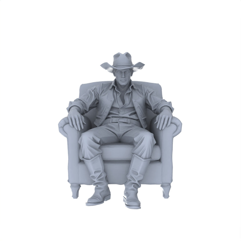 MRY-SFW LYGR128 Western Cowboy Casual Pose2 Game Theme Wargame Resin White Model Wargame Miniature Soldier Scene Character Hand Painted Hand Paint