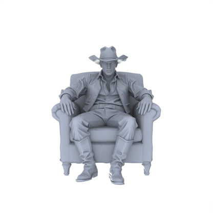 MRY-SFW LYGR128 Western Cowboy Casual Pose2 Game Theme Wargame Resin White Model Wargame Miniature Soldier Scene Character Hand Painted Hand Paint