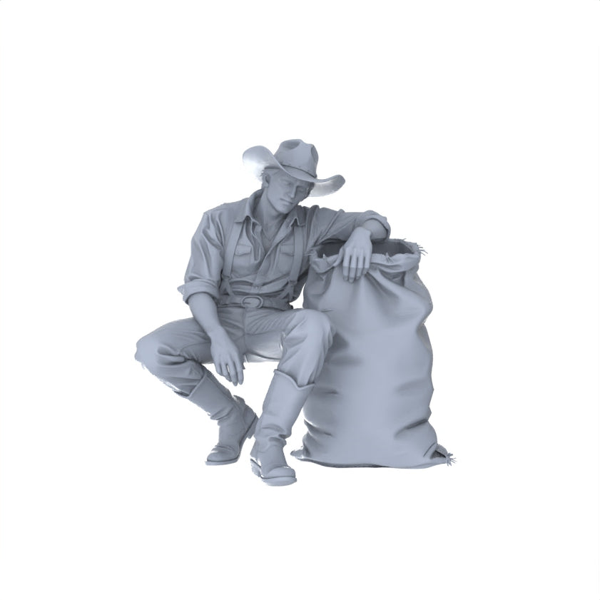 MRY-SFW LYGR128 Western Cowboy Casual Pose2 Game Theme Wargame Resin White Model Wargame Miniature Soldier Scene Character Hand Painted Hand Paint