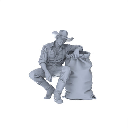 MRY-SFW LYGR128 Western Cowboy Casual Pose2 Game Theme Wargame Resin White Model Wargame Miniature Soldier Scene Character Hand Painted Hand Paint