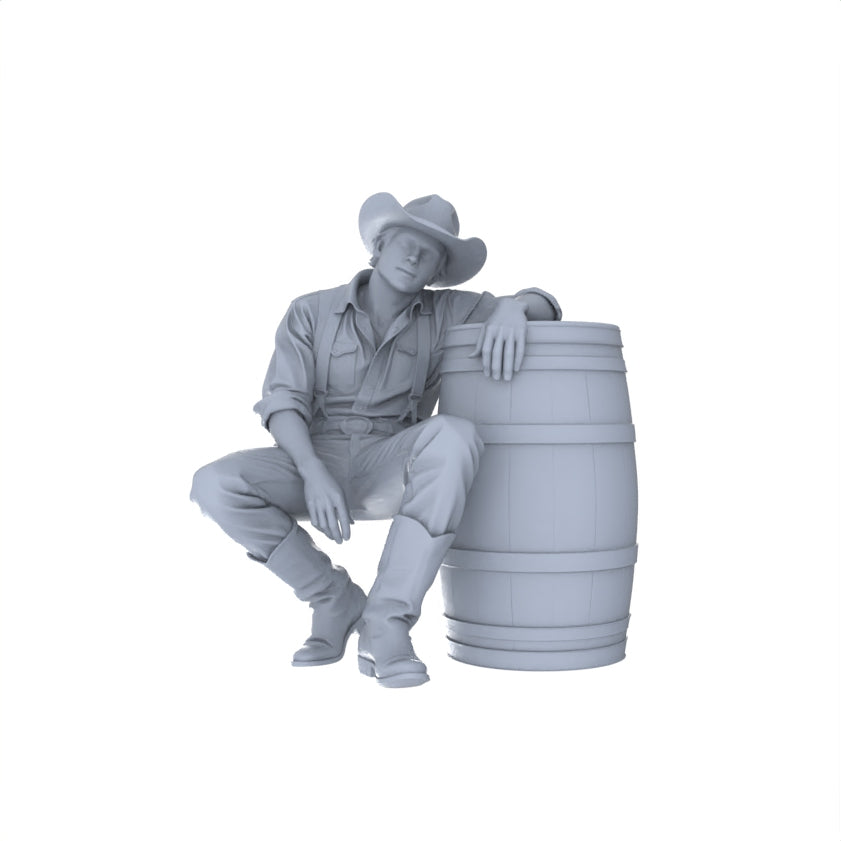 MRY-SFW 129 1/64 Western Cowboy Casual Pose3 Game Theme Wargame Resin White Model Wargame Miniature Soldier Scene Character Hand Painted Hand Paint
