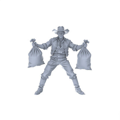 MRY-SFW 129 1/64 Western Cowboy Casual Pose3 Game Theme Wargame Resin White Model Wargame Miniature Soldier Scene Character Hand Painted Hand Paint