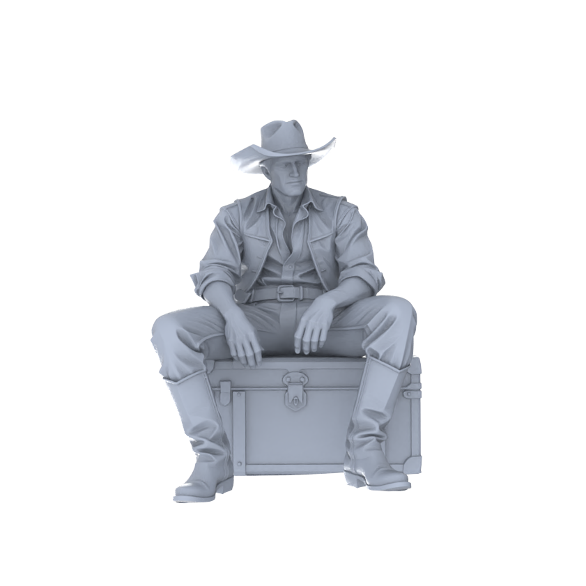 MRY-SFW 129 1/64 Western Cowboy Casual Pose3 Game Theme Wargame Resin White Model Wargame Miniature Soldier Scene Character Hand Painted Hand Paint